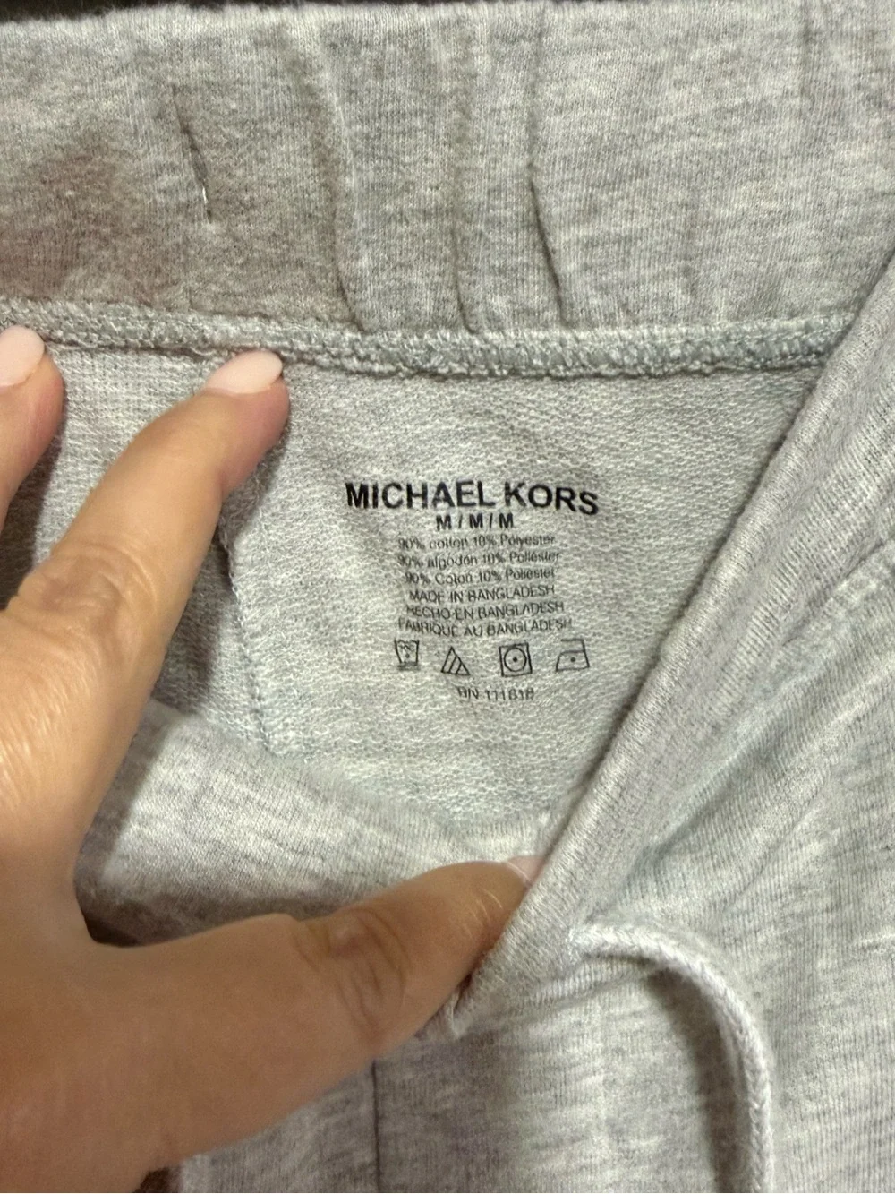 Michael Kors Light Gray Drawstring Athletic Shorts with Logo M